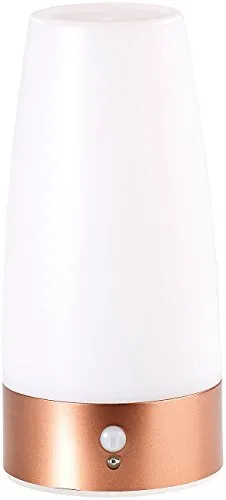 Lunartec Tischlampe Batterie: LED-Tischlampe mit PIR-Bewegungs-Sensor, batteriebetrieben, warmweiß (Nachttischlampe mit Batterie, Nachttischlampe batteriebetrieben, Lampe Bewegungsmelder innen)