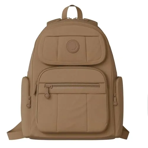 KMISSO Rucksack Damen Canvas/Cord Cityrucksack Daypacks Rucksackhandtaschen Kinderrucksäcke Schule Arbeit Mädchen Teenager 30623 Brown