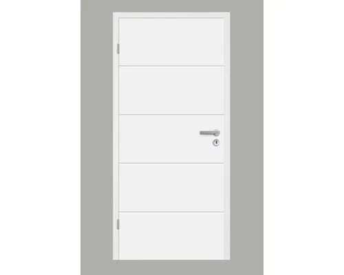 Pertura Zimmertür Perla 05 weiß lackiert 98,5x211 cm Links - Elegante Zimmertür mit festem Holzkern, ideal für jeden Raum. Stabile Konstruktion und hochwertige Lackierung sorgen für Langlebigkeit und ansprechendes Design.