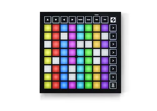 Novation Launchpad MINI MK3: Kompakter Grid-Controller für Musikproduktion - Studio & Recording, 64 anschlagdynamische Pads und RGB LEDs, ideal für Ableton Live und Logic Pro X 10.5, inklusive USB Kabel und Softwarepaket.