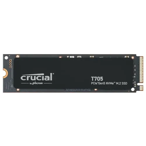 Crucial T705 1TB SSD - PCIe Gen5 NVMe M.2, extreme Geschwindigkeiten bis zu 13.600 MB/s für ultimatives Gaming und kreative Anwendungen