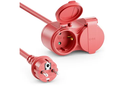 deleyCON deleyCON 5m Outdoor Verlängerungskabel Stromkabel Stecker auf 2x Stromkabel