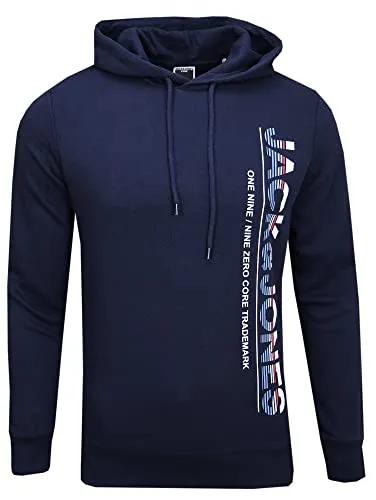 Jack & Jones Kapuzenpullover mit Logo in Blau/Marineblau, XL - Herren Sweatshirt aus Baumwollmischung mit Kapuze, reguläre Passform, besonders weich und warm – ideal für den Alltag und lässige Outfits.
