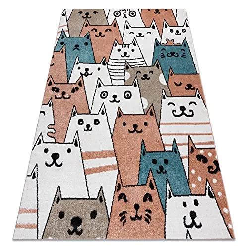 rugsx Teppich Fun Gatti Kinderteppich für Babyzimmer, Spielteppiche, Kinderzimmer, Moderne, Katzen, Tiere rosa 120x170 cm