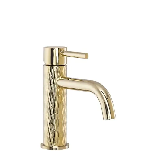 Rea Waschtischarmatur LUNGO ART GOLD - Elegante Badarmatur aus Messing, freistehend mit 100 mm Auslaufreichweite – ideal für stilvolle Badezimmergestaltung.