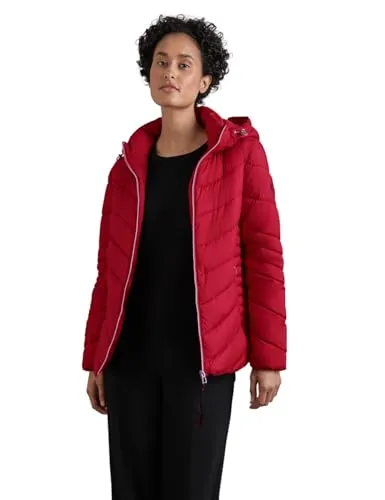STREET ONE Damen A201969 Kurze Steppjacke, Carpet red, 36 - Funktionsjacke mit abnehmbarer Kapuze, wärmend und ideal für kühle Tage, mit praktischen Reißverschlusstaschen für zusätzlichen Komfort.