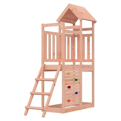 vidaXL Spielturm Braun aus massivem Douglasienholz 110,5 x 52,5 x 214 cm - Moderner Spielturm aus robustem Douglasienholz für den Außenbereich. Ideal für abenteuerlustige Kinder, fördert Bewegung und Kreativität mit einer Rutsche und zusätzlichem Zubehör.