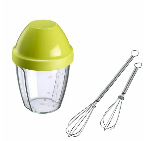 WESTMARK Dressing Shaker Set 3-tlg.: 2 Mini-Schneebesen + 1 Schüttelbecher (0,25 l), PP, PE, SAN, Edelstahl