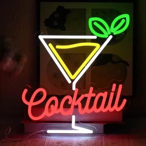 UExnkj-Y Cocktail Neon Schild Bar Leuchtreklame Led Neon Bar Sign Cocktail Neon Sign, USB Dimmable Bar Neonlicht für Bar, Pub, Club, Shop, Restaurant, Hochzeit, Cocktail Party
