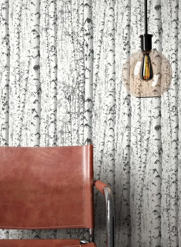 NEWROOM Tapete Schwarz Vliestapete Birke in schwarz von Newroom