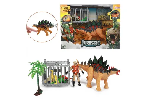 Toi-Toys Spielwelt Spielset Dinosaurier Stego mit Zubehör, Detailgetreuer Stegosaurus mit beweglichem Körper