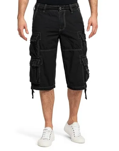 Jet Lag Herren Cargo Shorts FW-011 in Schwarz, Größe W36 - Trendige Cargo Shorts für Herren im Loose Fit - ideal für City, Wandern oder Reisen. Mit Multi-Pocket-Format und robuster Baumwollmischung für perfekten Tragekomfort und Vielseitigkeit.