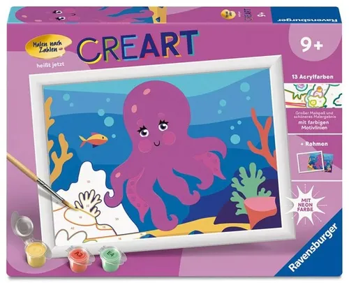 CreArt Neon Oktopus - Malen nach Zahlen von Ravensburger