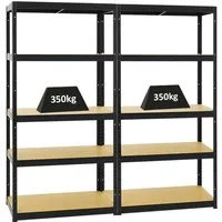 PROREGAL® Schwerlastregal MegaDeal 2x Slim Elephant - 2 Schwerlastregale mit 5 verstellbaren Fachböden, hohe Traglast von 350 kg pro Ebene, ideal für Werkstatt oder Garage, einfache Steckmontage ohne Werkzeug.