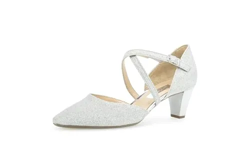 Gabor Brautschuhe Damen 383136333932 Silber 41 EU - Elegante Pumps - Pumps für Damen in Silber, ideal für besondere Anlässe. Hochwertiges Veloursleder, bequemer Trichterabsatz und stilvolle Glitzerverzierung sorgen für einen glamourösen Look und optimalen Tragekomfort.