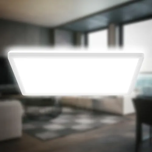 B.K.Licht LED Deckenlampe 42x42 cm - Moderne Deckenleuchte in Weiß, ultraflaches Design mit 22W LED für 3000 Lumen - ideal für Wohnzimmer, Schlafzimmer und Küchen.