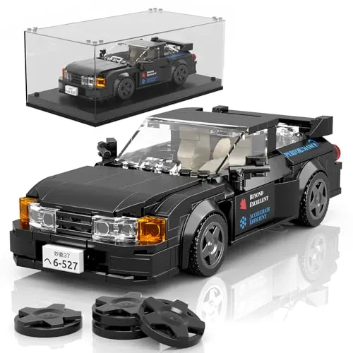 Mould King 27014 Technik Speed Champion Sport Rennwagen Bausteine mit Acryl-Vitrine GTR32 Sportwagen Klemmbausteine Modellautos zum Sammeln (359 Teile)