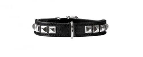 HUNTER ROCKY PETIT Hundehalsband für kleine Hunde, Leder, Nappaleder, weich, rockig, Nieten-Besatz, 27 (XXS-XS), schwarz