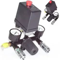 Druckregler Druckwächter 40343 für Kompressoren - Komplette Drucklufteinheit mit einstellbarem Druckschalter und Sicherheitsventil für maximale Sicherheit bis 8,8 bar - ideal für Werkstätten und Handwerker.