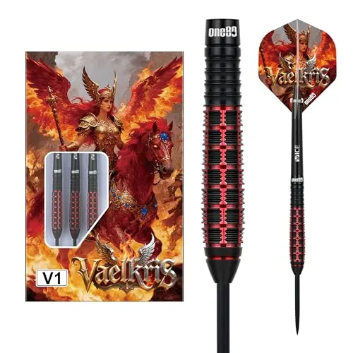 ONE80 Steeldarts Wraith VHD 90% Tungsten Steeltip Dart Steeldart Dartpfeile Set mit Schäften und Flights Hochwertige Tungsten Steeldarts (Barrel 01, 23 Gramm)