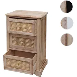 Kommode HWC-K87, Schubladenschrank aus Holz und Rattan - Praktische Kommode mit 3 herausnehmbaren Schubladen, ideal für Ordnung in jedem Wohnraum. Hergestellt aus leichtem Paulowniaholz und Rattan, verbindet sie modernes Design mit funktionalem Stauraum.