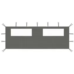 vidaXL Pavillon Seitenwand mit Fenstern 6x2m - Pavillon-Seitenwand in Anthrazit für Partyzelte, robust und langlebig, schützt vor Mücken und schafft eine angenehme Atmosphäre mit transparenten Fenstern.