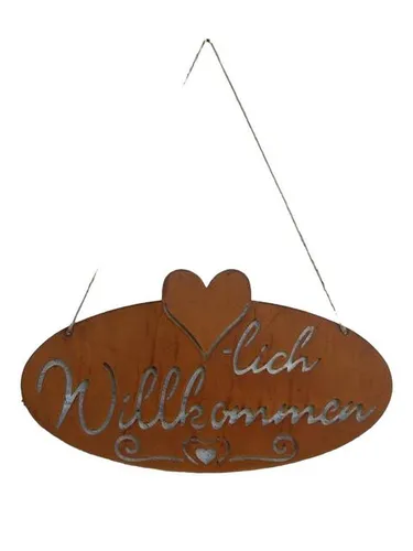Deko-Impression Dekohänger Dekoratives Eisenschild, Herzlich Willkommen, 40 x 22 cm, Rost (1 St)