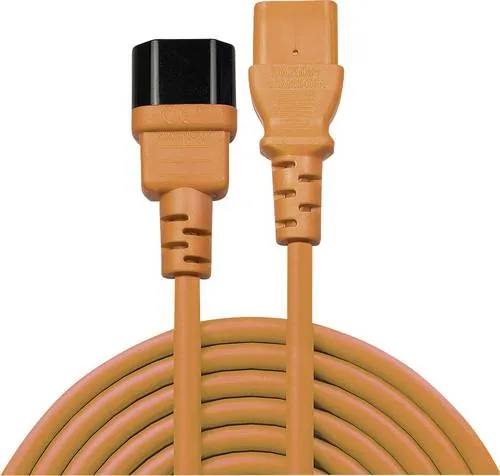LINDY Strom Verlängerungskabel [1x Kaltgeräte-Stecker C14 - 1x Kaltgeräte-Buchse C13] 2.00m Orange