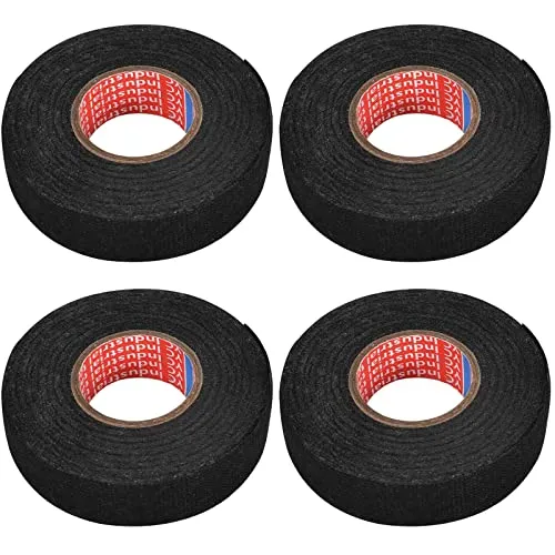 Disnace 4 Stücke KFZ Gewebeband, 19 mm x 15 m Auto Kabelbaum Filzband, Gewebeband Panzerklebeband Kabelbäume Elektriker Band, Auto Isolierband für Kabelbäume Elektrisches Klebeband