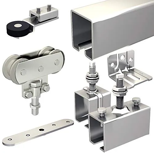 Schiebetorbeschlag SLID'UP 1700-150 mit Stahl-Laufschiene 390 cm (2x 195 cm), mit Wandwinkel, für 1 Tor bis 150 kg