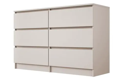 3E 3xE living.com Kommode mit 6 Schubladen in Kaschmir, 120 x 79 x 39 cm