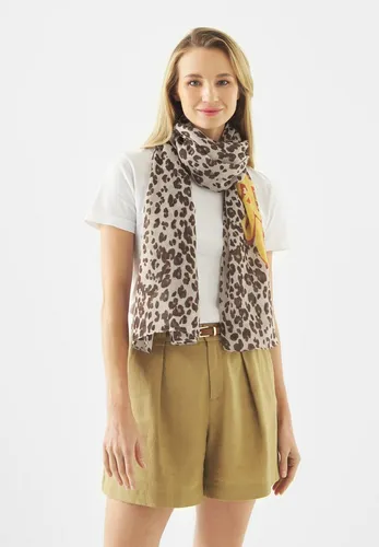 Codello Modeschal mit Leomuster und Stay Wild-Schriftzug - Stylischer, nachhaltiger Schal aus recycelten Materialien. Ideal für vielseitige Looks – auch als Pareo oder Gürtel nutzbar. Leichte und softe Qualität sorgt für Komfort und Stil.