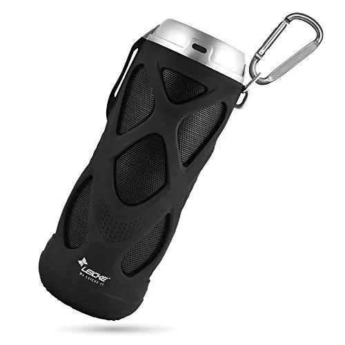 LEICKE Bluetooth Lautsprecher DJ Roxxx | spritzwassergeschützter tragbarer Lautsprecher | Kabellose Musikbox | fürs Fahrrad und Outdoor ​| Mit Wasserfest Stoßfest Mikrofon Portable 360° Stereo Audio