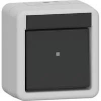 Wippschalter zehn Ampere 250 Volt Wechselstrom Kreuzschalter Kunststoff halogenfreier schlag- und bruchsicherer Thermoplast auch beleuchtbar anschließbar grau, Retail