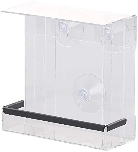 Royal Gardineer Vogel Winterfutterhäuser: Vogel-Futterhaus aus Acryl mit 2 Futtersilos, Saugnapf-Befestigung (Transparentes Futterhaus, Vogelfutterhaus Fenster, Vogelfutter)