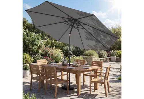 Outsunny Sonnenschirm Dunkelgrau 295x295 cm mit Neigungsmechanismus - Stilvoller Sonnenschirm für Garten und Balkon, bietet UV-Schutz und stabilen Halt durch Sandsackgewichte. Der zweiseitige Neigungsmechanismus sorgt für flexiblen Schatten und Komfort im Freien.