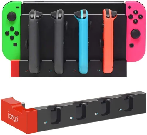Gamedealer Konsolen-Ladeaufsteller Nintendo Switch 4in1 Joy-Con Ladestation, (Set, 1-tlg., sicherer Halt für Konsole und Joy Cons, gleichzeitiges Laden von bis zu 4 Joy Cons)