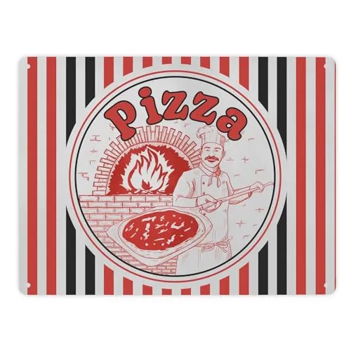 Pizzakarton Metallschild XXL in 28x38 cm für Pizzafans witziges Geschenk für Pizzafans Scherzartikel Blechschild Pizzakarton