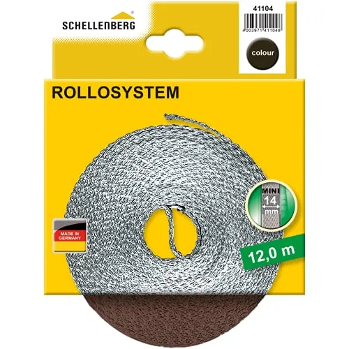 Schellenberg 41104 Rolladengurt Mini 14 mm, 12 m, braun