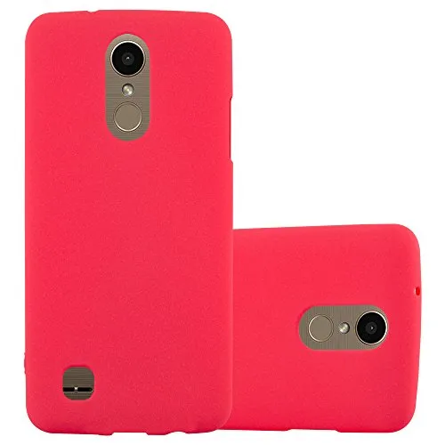 Cadorabo Hülle kompatibel mit LG K10 2017 US Version Schutzhülle TPU Silikon Case Frost Design Slim Kratzfest Weiche Gummi mit Rundumschutz Case Hülle für LG K10 2017 US Version in Rot