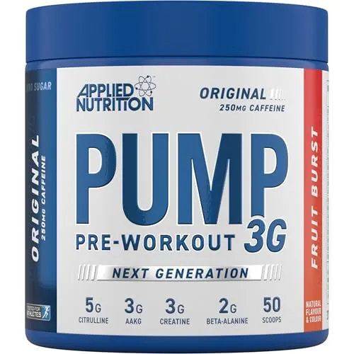Applied Nutrition Pump 3G Booster Pre Workout - Mit Creatin Monohydrat - Energie, Fokus & Leistung (375g (Pack of 1), Fruit Burst)