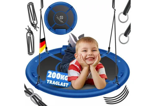KESSER® Nestschaukel Tellerschaukel - Verstellbare Rundschaukel für Garten & Indoor - Spielplätze: Hohe Stabilität und Belastbarkeit durch extra dicke PE-Seile und robustes Textilene, ideal für Kinder und Erwachsene, resistent gegen Wasser und UV-Strahlen.