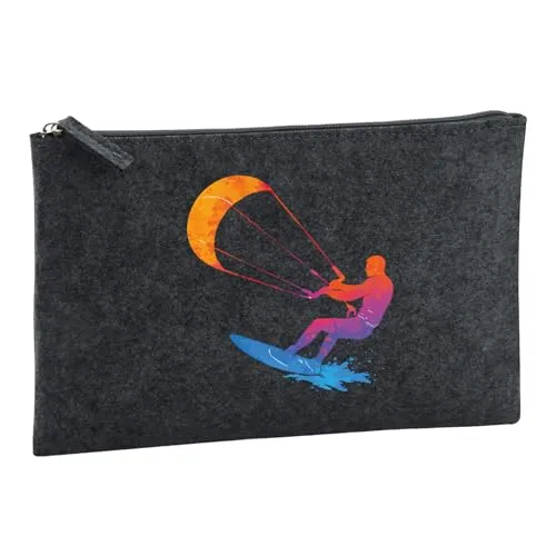 Huuraa Kulturbeutel Kitesurfen Bunte Silhouette Geschenk