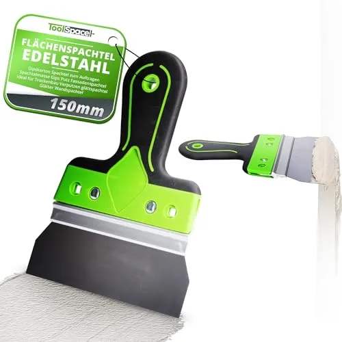 ToolSpace Flächenspachtel Edelstahl Breitspachtel 150 mm Trockenbau Spachtel Gipskarton zum Auftragen Spachtelmasse Gips Putz Fassadenspachtel ideal für Verputzen Glättspachtel Glätter Wandspachtel