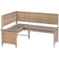 MERXX Gartenbank Eckbank beige|grau - Gartenbank aus strapazierfähigem Polyester, bietet Platz für 4 Personen und überzeugt durch modernes Design in grau/beige. Ideal für gemütliche Stunden im Garten!
