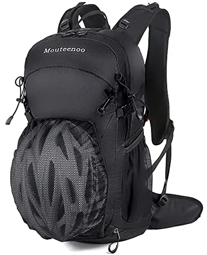 Mouteenoo Fahrradrucksack für Herren und Damen (Black) - Wanderrucksack mit Laptoptasche für 15-Zoll-Geräte, wasserabweisend und ideal für Radfahrer, Wanderer und Reisende. Inklusive Trinksystemkompatibilität für lange Touren.