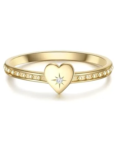 GLANZSTÜCKE MÜNCHEN Damen Herz-Ring - Damenring aus 925/- Sterling Silber, gelbvergoldet mit funkelnden Zirkonia. Ein echter Handschmeichler, der durch sein außergewöhnliches Design alle Blicke auf sich zieht.