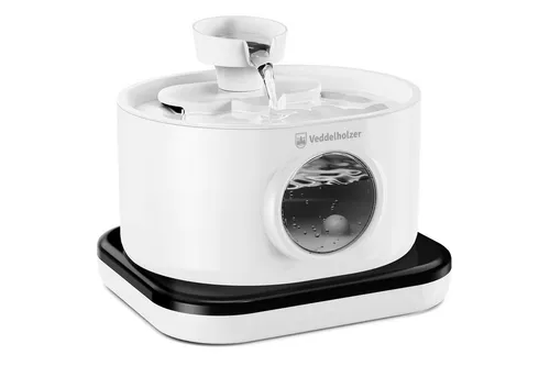 Veddelholzer Garten Trinkbrunnen Premium für Katzen - Kabelloser Trinkbrunnen mit 2,8 l Fassungsvermögen und Bewegungsmelder, extrem leise und ideal für eine kontinuierliche Wasserversorgung.