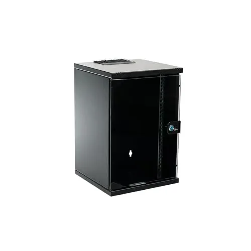 Koscom Connect Netzwerkschrank 9 HE I Serverschrank 10 Zoll I Wandmontage 312 x 300 x 464 mm I voll montiert I Server Gehäuse mit abschließbarer Glastür I Traglast 60 kg I Schwarz