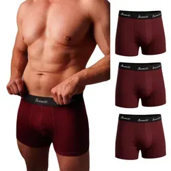 Benonetti Boxershorts weich, langlebig & atmungsaktiv, kein Aufrollen (3 Paar, 3-St., Packung, 3er-Pack) Mit Komfortbund und Logo, ohne kratzenden Zettel rot M